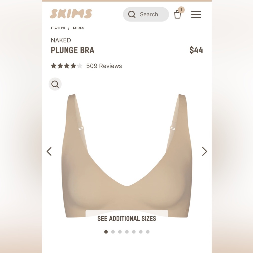Nwt Skim Naked Plunge bra. Size large